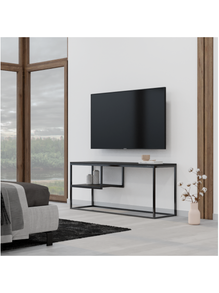 Тумба під телевізор у стилі MSMLOFT 600х1200х400 мм Чорний каркас металевий 