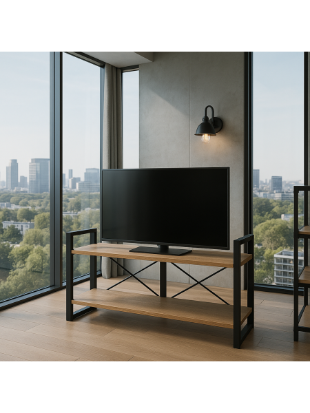 Тумба под ТВ Айсберг Лофт 120 черный/дуб сонома MSMLOFT Тумба под ТВ Айсберг Лофт 120 черный/дуб сонома MSMLOFT