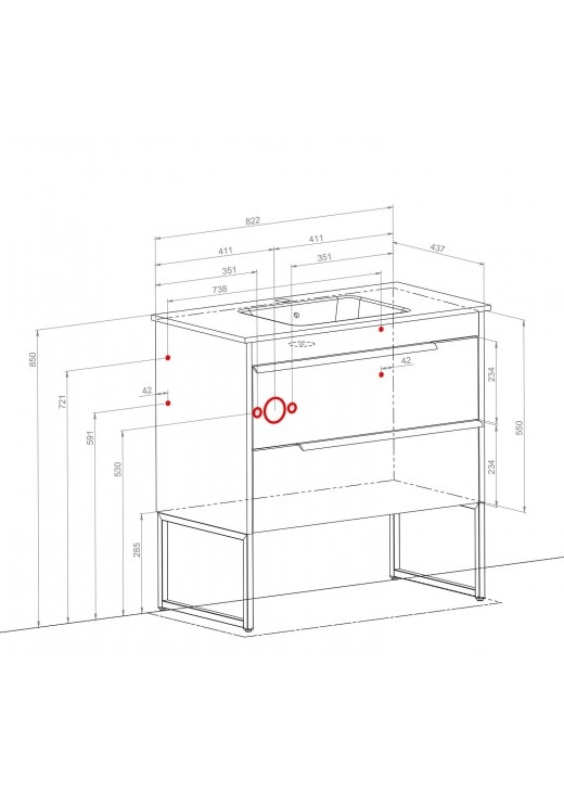 Тумбочка  Loft-Iron зі стільницею 65x55x43
