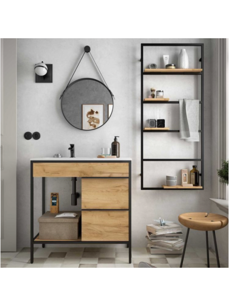 Тумба під раковину з відкритими та закритими полицями в ванну кімнату 1000х1000х350 мм Тумба під раковину з відкритими та закритими полицями в ванну кімнату 1000х1000х350 мм