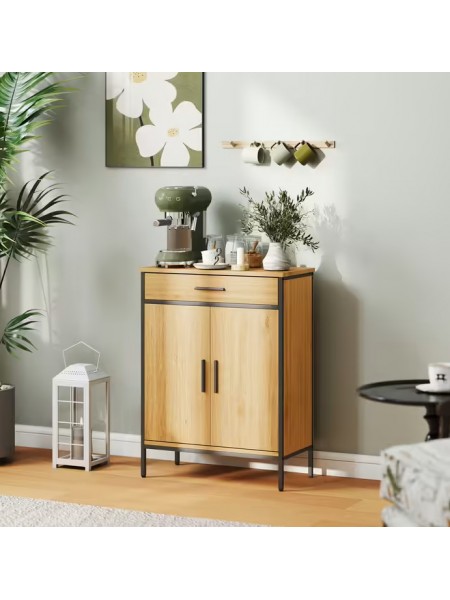 Шафка для ванної кімнати HOMCOM з двома полицями та великим висувним ящиком в індустріальному стилі Шафка для ванної кімнати HOMCOM з двома полицями та великим висувним ящиком в індустріальному стилі