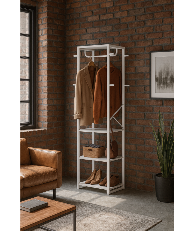 Вішалка для одягу з 4 полицями і 8 гачками