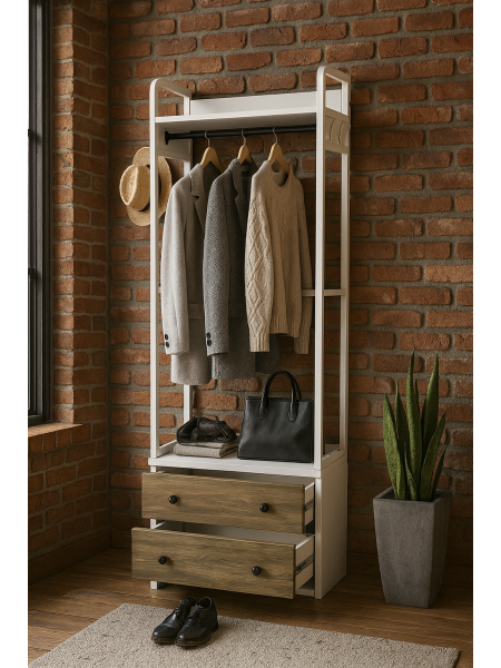 Вішалка для одягу з шухлядами