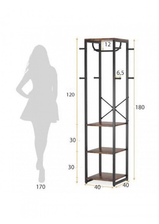 Вішалка для одягу з 4 полицями і 8 гачками
