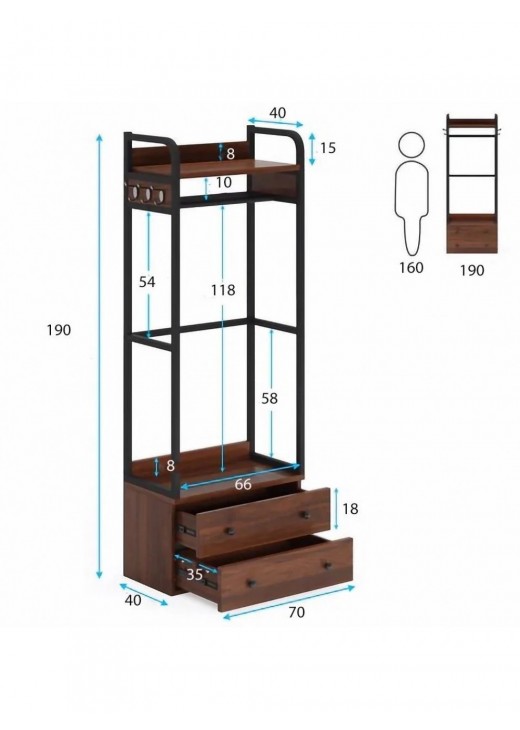 Вішалка для одягу з шухлядами