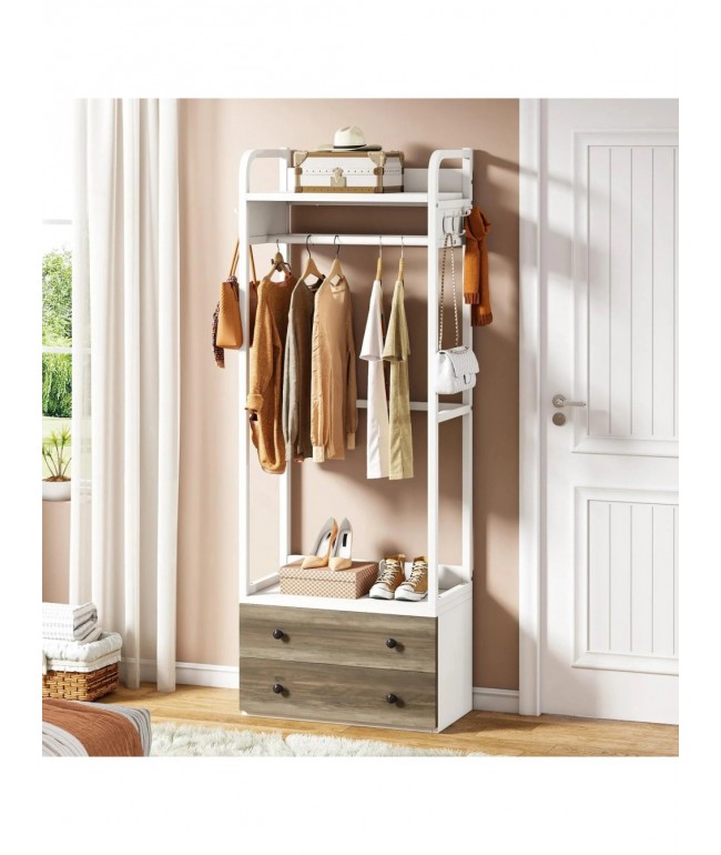 Вішалка для одягу з шухлядами, гачками та полицями — MSMLOFT