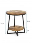 Круглий приставний столик HOOBRO в рустикальному стилі