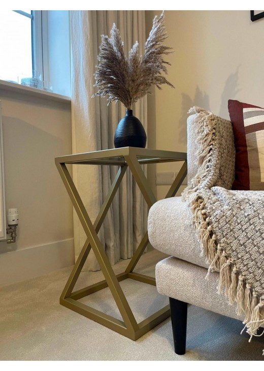 Столик зі скла, золотий Столик зі скла, золотий