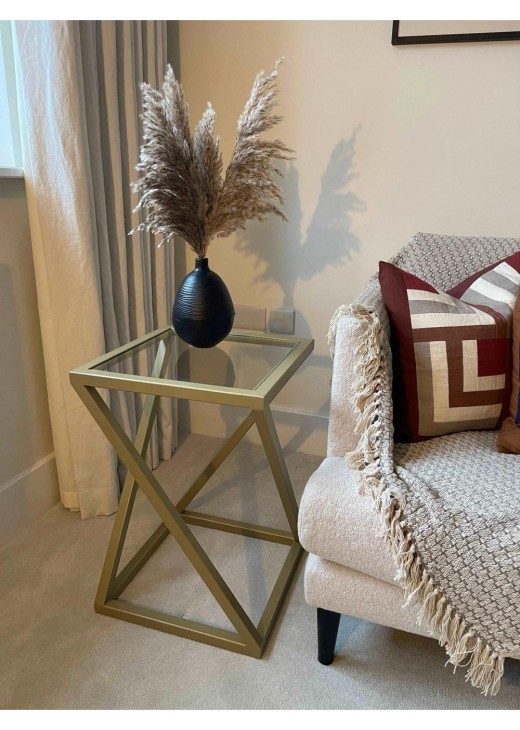 Столик зі скла, золотий Столик зі скла, золотий