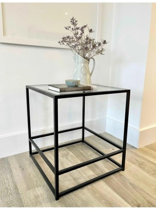 Журнальний столик Aria Glass Metal скляний, чорний