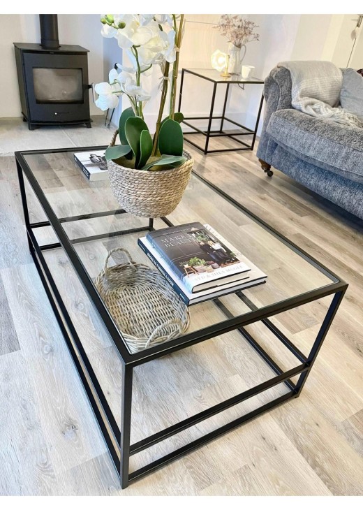 Журнальний столик Aria Glass Metal, чорний Журнальний столик Aria Glass Metal, чорний