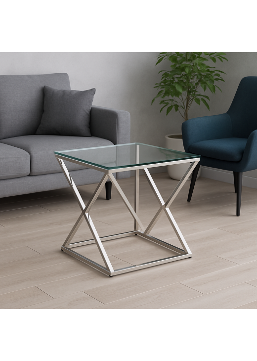 Кавовий стіл CD-2 прозорий срібло Vetro 
