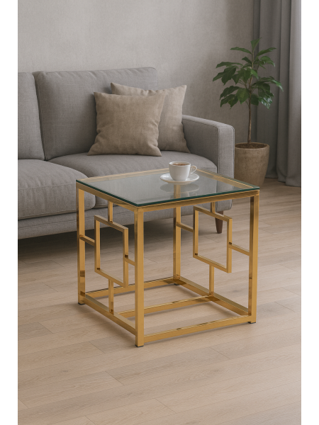Кавовий стіл CL-2 прозорий золото Vetro 