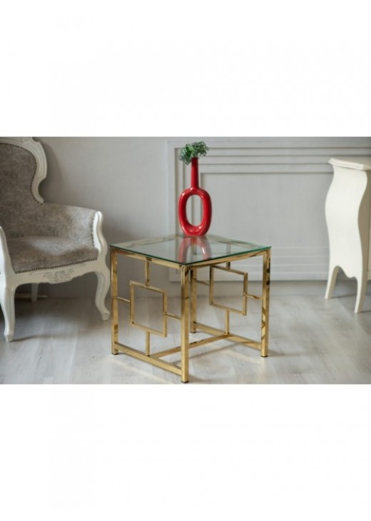Кавовий стіл CL-2 прозорий золото Vetro 