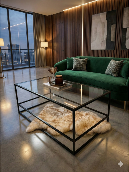 Журнальний столик Aria Glass Metal, чорний 