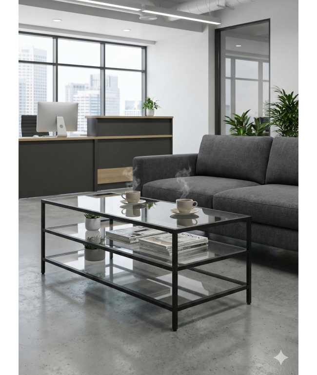 Журнальний столик Brehmer — Скло, Метал та Багаторівневий Дизайн