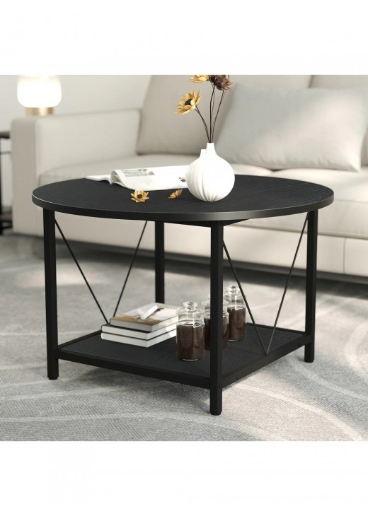 2-ярусний круглий журнальний столик з полицею Moasis