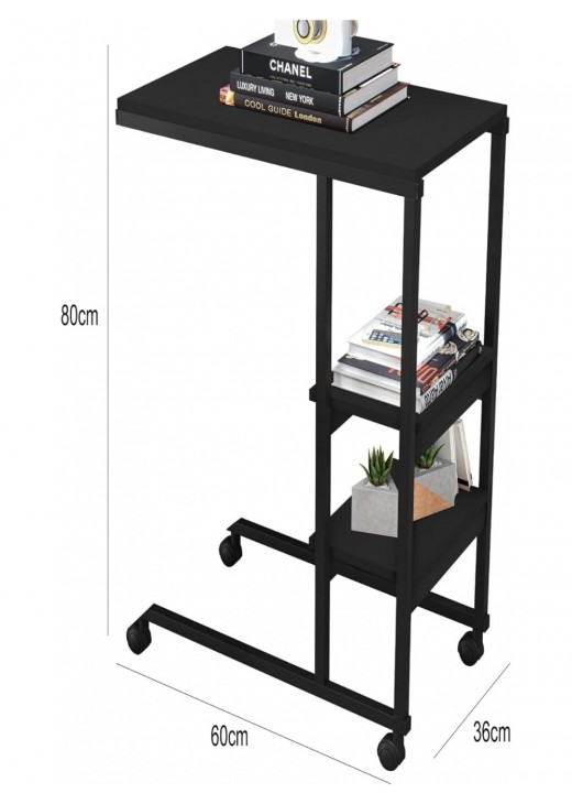 Журнальний столик Fit Yescasa з колесами, чорний