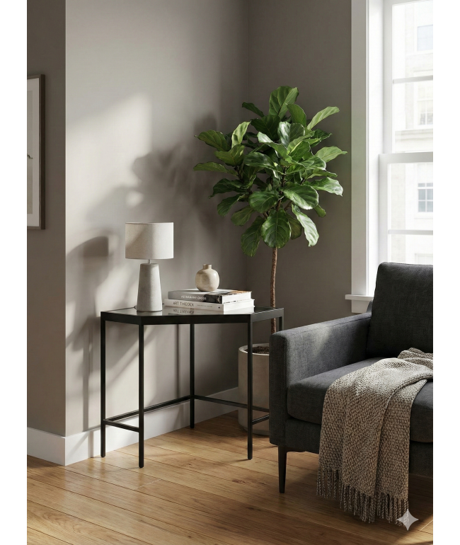 Кутовий стіл “Barstow” зі скляною стільницею та металевим каркасом