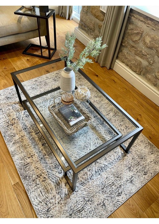 Журнальний столик Hudson Glass металевий, бронзовий Журнальний столик Hudson Glass металевий, бронзовий