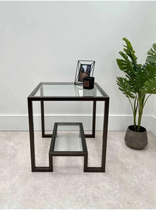 Журнальний столик Hudson Glass металевий, бронзовий