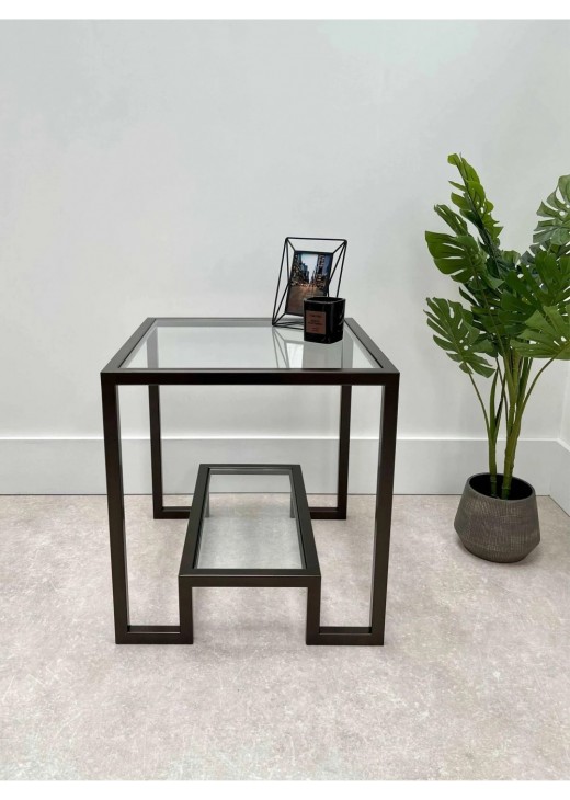 Журнальний столик Hudson Glass металевий, бронзовий Журнальний столик Hudson Glass металевий, бронзовий