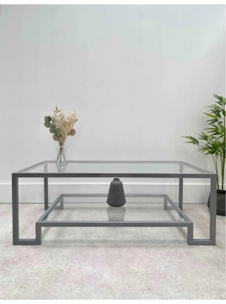 Журнальний столик Hudson Glass металевий, сірий