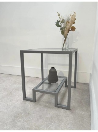 Журнальний столик Hudson Glass металевий, сірий