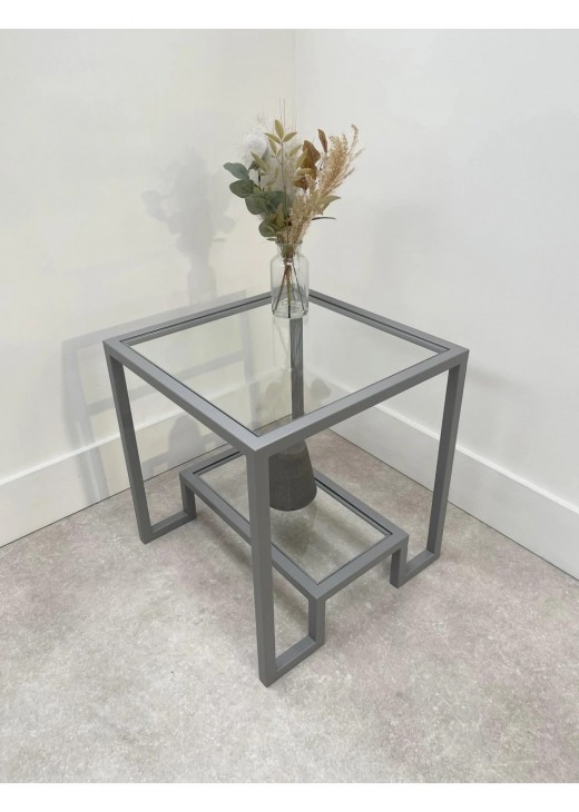 Журнальний столик Hudson Glass металевий, сірий Журнальний столик Hudson Glass металевий, сірий