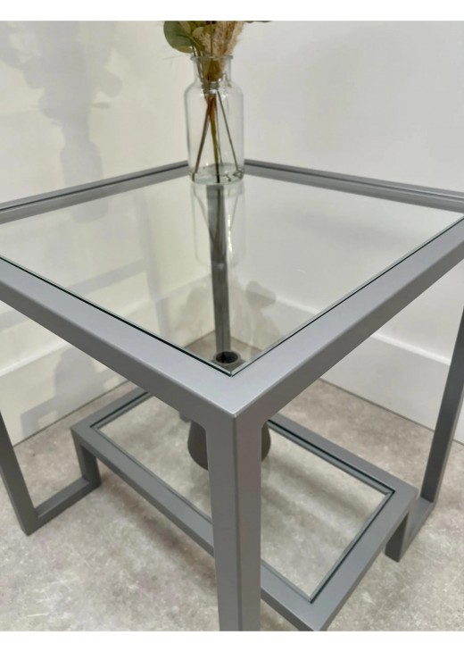 Журнальний столик Hudson Glass металевий, сірий Журнальний столик Hudson Glass металевий, сірий