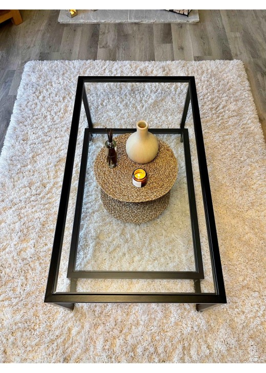 Журнальний столик Hudson Glass металевий, чорний Журнальний столик Hudson Glass металевий, чорний