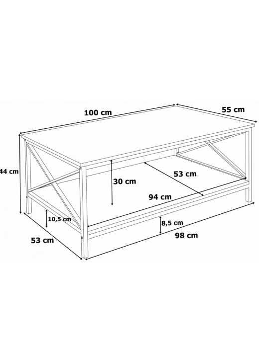 Журнальний столик дворівневий, чорний