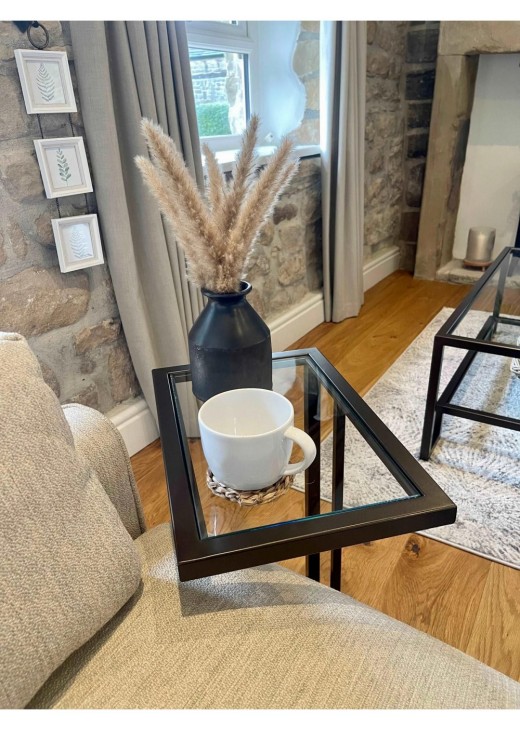 Журнальний столик скляний для дивана, бронзовий