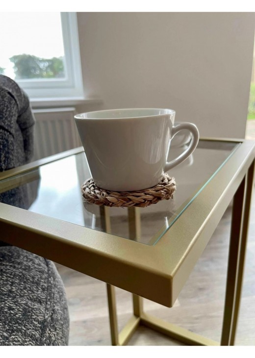 Журнальний столик скляний для дивана, золотий