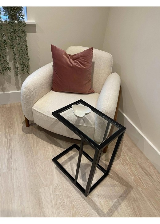 Журнальний столик скляний для дивана, чорний