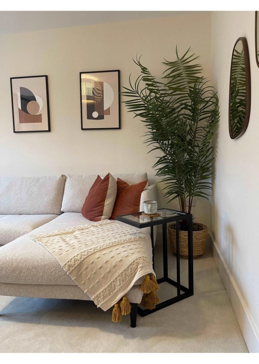 Приставний столик скляний для дивана, чорний Приставний столик скляний для дивана, чорний