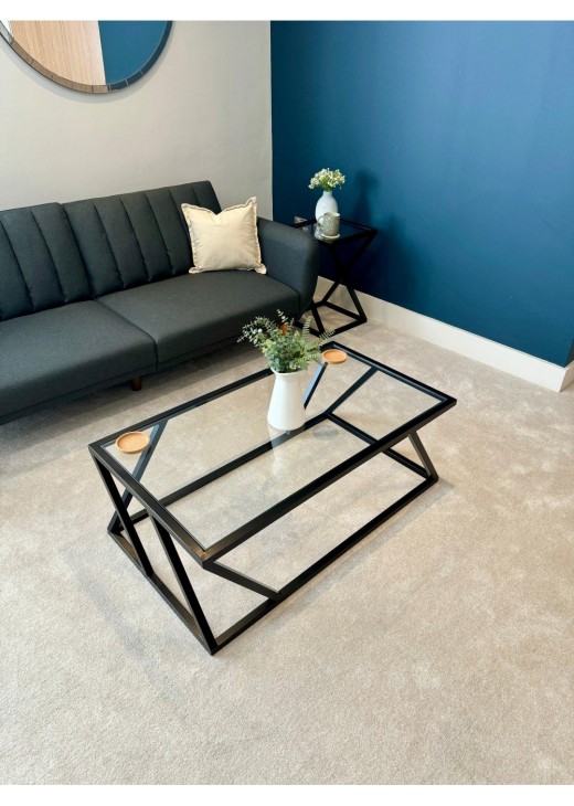 Журнальний столик скляний/металевий