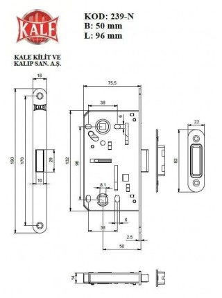 Замок Kale 239N магнитный межкомнатный WC с соответствующей планкой, латунь