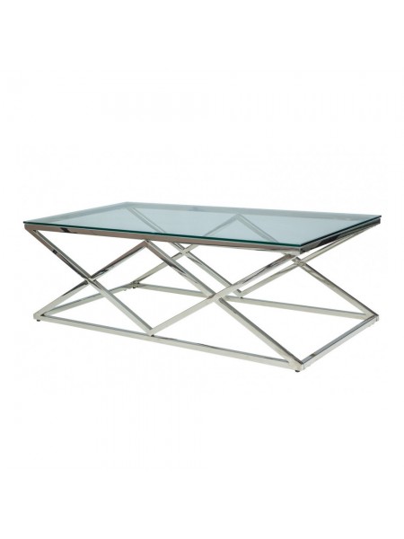 Журнальний стіл Zegna A 120х60 Прозорий/Срібний MSMLOFT