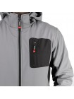 Куртка SOFTSHELL світло сіро-чорна, з капюшоном, тришарова, тканина - стрейч 300 GSM 100D, з водо- і вітрозахистом, розмір L INTERTOOL SP-3123