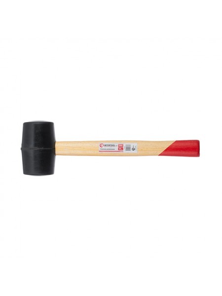 Киянка гумова 350 г, 50 мм, чорна гума, дерев'яна ручка HT-0236