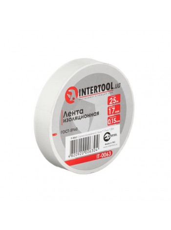 Стрічка ізоляційна, 17 мм * 25 м *0,15 мм, біла INTERTOOL IT-0063