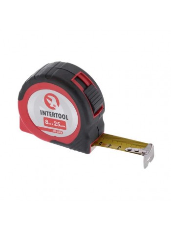 Рулетка з фіксатором 8м x 25мм INTERTOOL MT-0408