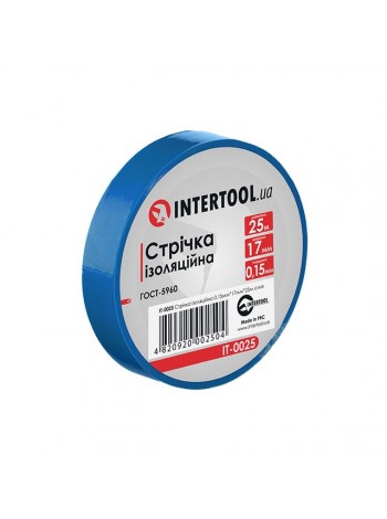 Стрічка ізоляційна, 17 мм * 25 м * 0,15 мм, синя INTERTOOL IT-0025