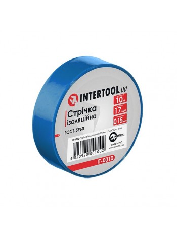 Стрічка ізоляційна, 17 мм * 10 м * 0.15 мм, синя INTERTOOL IT-0010