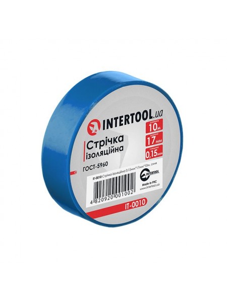 Стрічка ізоляційна, 17 мм * 10 м * 0.15 мм, синя INTERTOOL IT-0010