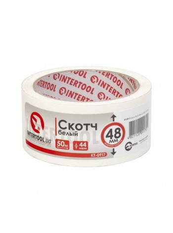 Скотч білий 48мм * 50м * 44 мкм INTERTOOL KT-0917