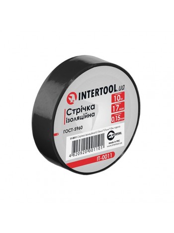 Стрічка ізоляційна, 17 мм * 10 м * 0,15 мм, чорна INTERTOOL IT-0011