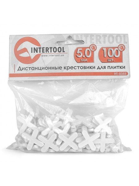 Набір дистанційних хрестиків для плитки 5.0 мм / 100 шт INTERTOOL HT-0355