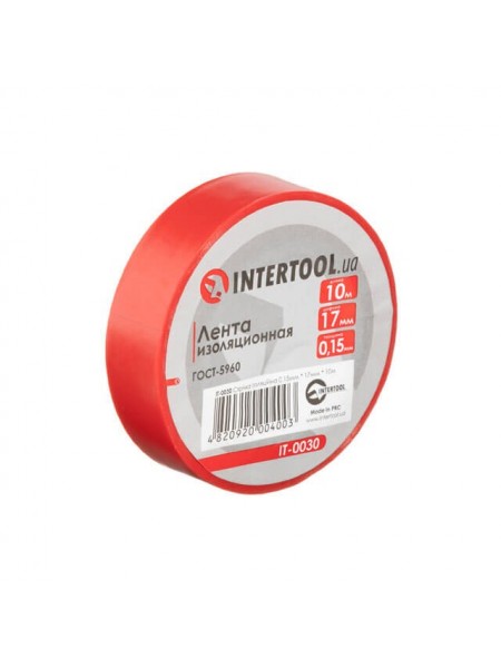 Стрічка ізоляційна, 17 мм * 10 м * 0.15 мм, червона INTERTOOL IT-0030